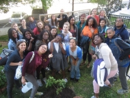 Group pic in Brainfood's youth garden (with our new fig tree!), 1 May 2013